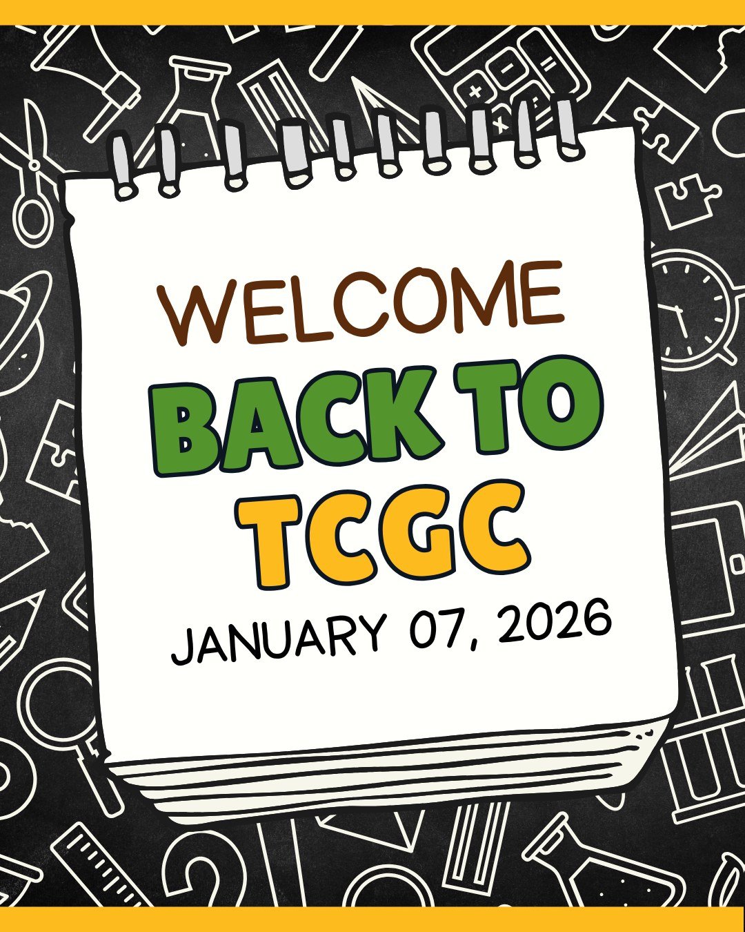 Welcome back, TCGC families! 🌻💛

We hope you had a great winter break and enjoyed time with your loved ones.

Our regular programs resume today with normal pickup and dismissal today and tomorrow‼️

We&rsquo;re excited to see our girls back and rea