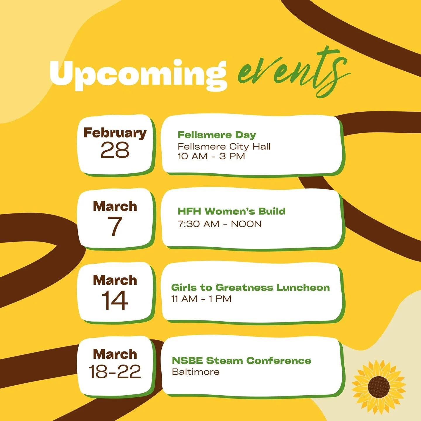 🌻 Mark Your Calendars! 🌻

We have an exciting lineup of events coming up, and we can&rsquo;t wait to connect with our community and continue empowering girls through education, leadership, and opportunity.

✨ Upcoming Events with the Treasure Coast