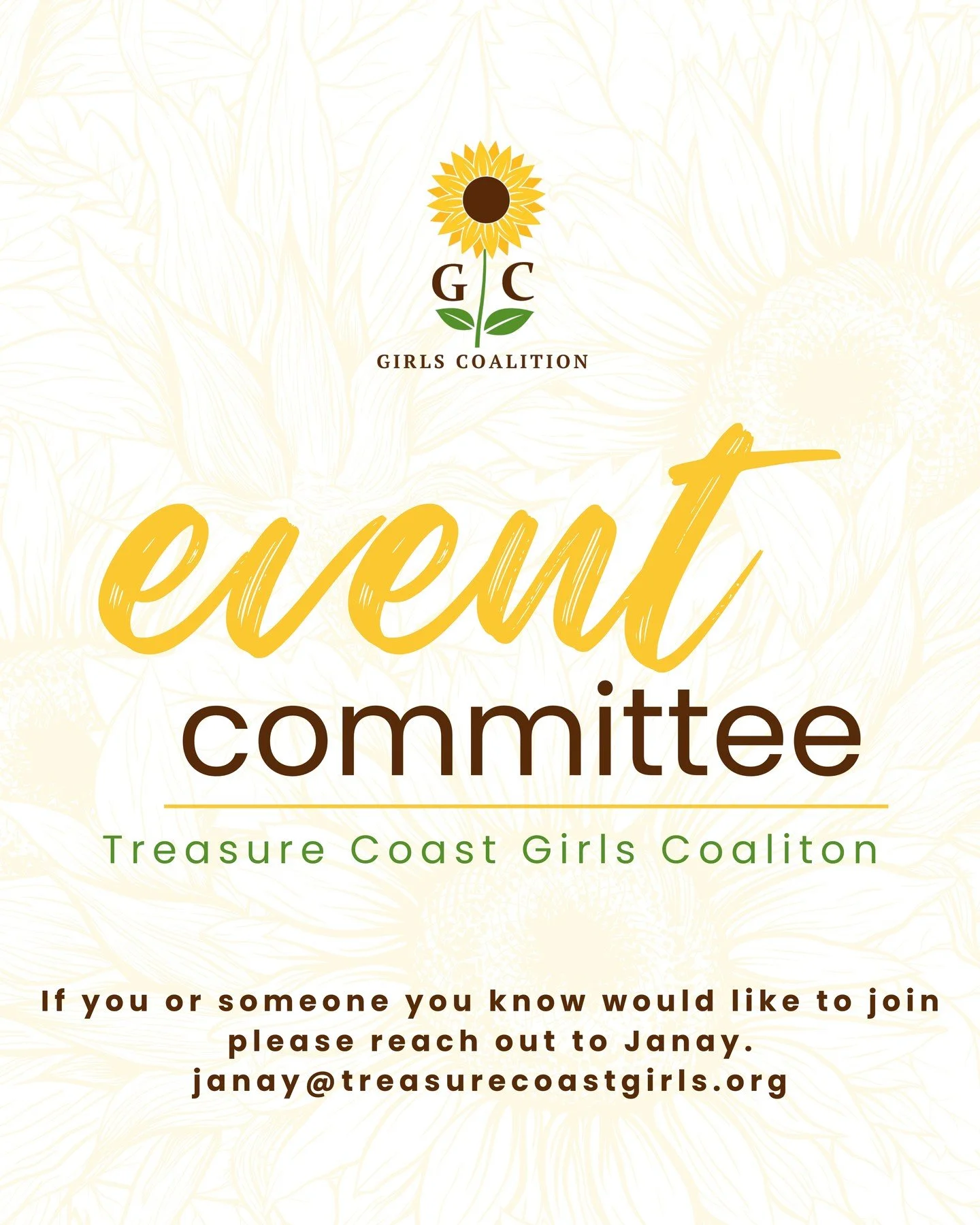 🌻Join the TCGC Events Committee!🌻

TCGC is looking for experienced individuals who are passionate about making a difference to join our Events Committee! If you have a background in event planning, fundraising, community engagement, or simply love 