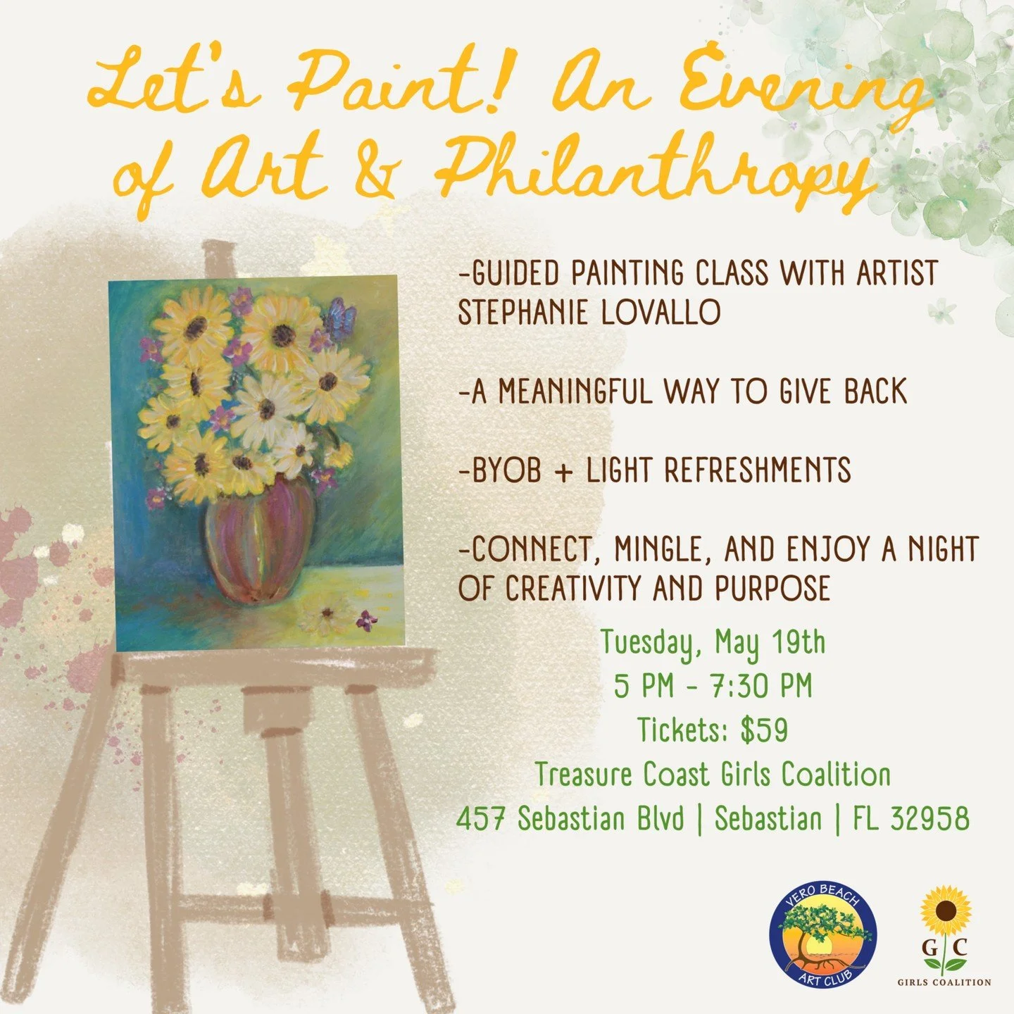 🎨 LAST CALL! 🎨

Monday is the FINAL day to purchase your tickets for our Painting with a Purpose event, so don&rsquo;t miss out! 💛

Join us in partnership with the Vero Beach Art Club for an unforgettable evening of creativity and giving back:

🖌