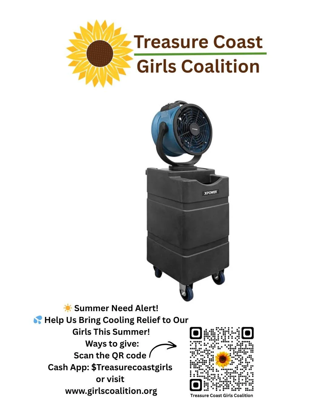 Florida summer heat is no joke‼️ Outdoor work sites can reach nearly 100 degrees, and we want to ensure our girls stay safe, comfortable, and hydrated while enjoying summer mobile food vending events.

We're hoping to purchase a portable outdoor cool