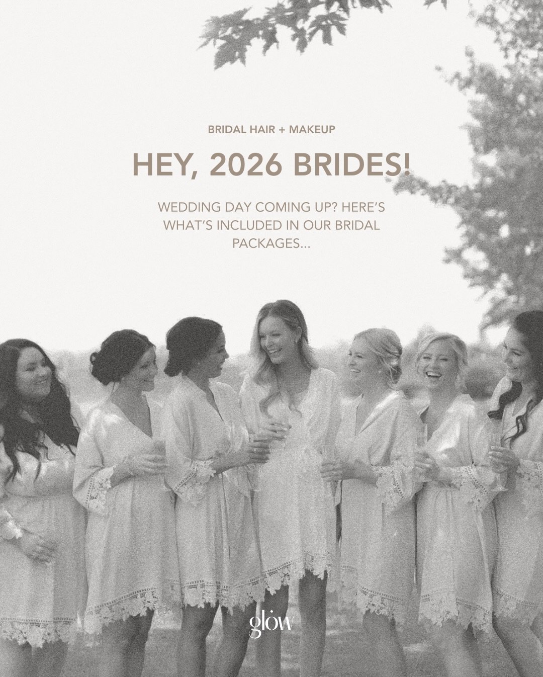 Calling all 2026 brides 🤍👰🏻&zwj;♀️

Something we offer here at Glow is hair and makeup services for you and your entire bridal team.&nbsp;Swipe &rarr;&nbsp;to see why you should choose Glow Hair Studio.

We know wedding planning can feel overwhelm