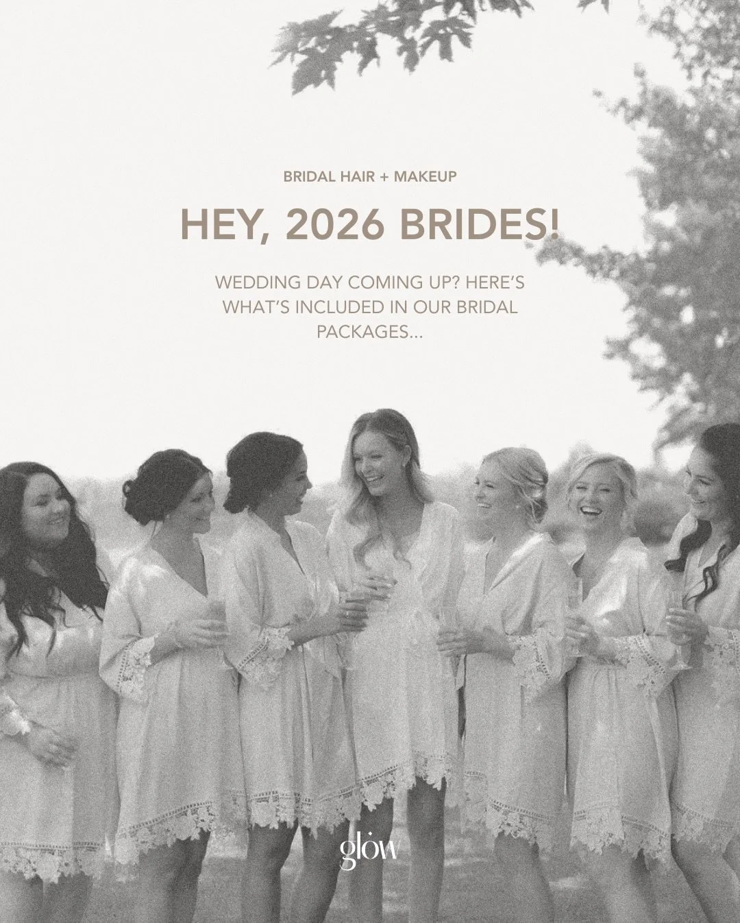 Calling all 2026 brides 🤍👰🏻&zwj;♀️

Something we offer here at Glow is hair and makeup services for you and your entire bridal team.&nbsp;Swipe &rarr;&nbsp;to see why you should choose Glow Hair Studio.

We know wedding planning can feel overwhelm