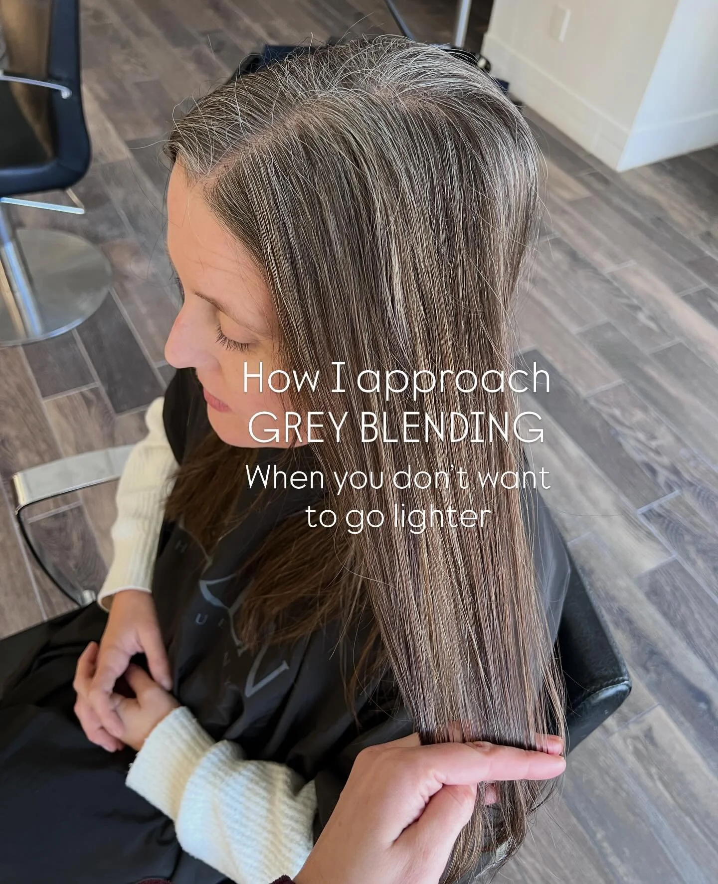 This is how I approach grey blending when you don&rsquo;t want to go lighter ✨ 

We started with @redkenpro shades eq (an acidic demi) to  give a sheer, translucent result that would soften out any warmth and diffuse the grey to mimic a natural salt 