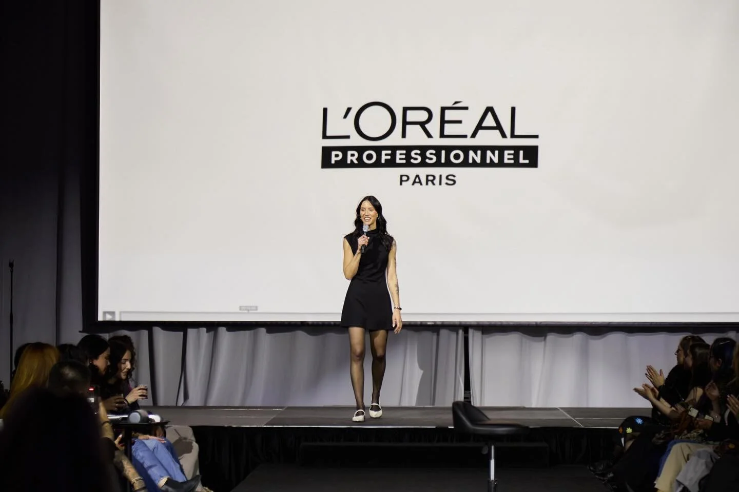 Educating on a stage this size never stops being a &lsquo;pinch me&rsquo; moment. And the nerves never settles no matter how many times you do it!
Getting to share the magic of the new @lorealpro Dia Light acidic demi with hyaluronic acid and my obse