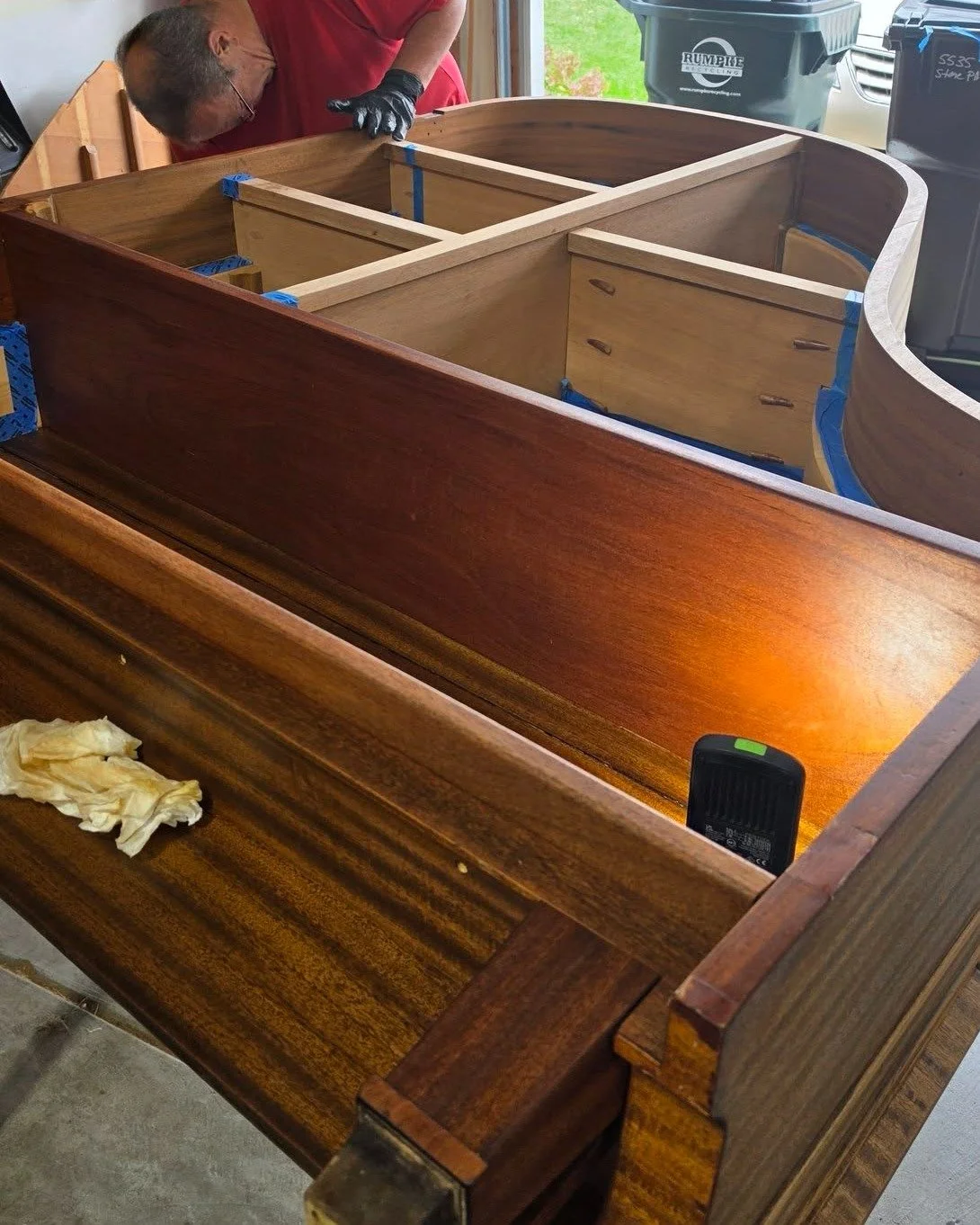 Getting real close to having a grand piano bookshelf completed.  This has been a side project I've been working on with my dad for a while now.  I'll post more pictures when  we get it done and installed in the house.  This is an 110 year old Baldwin
