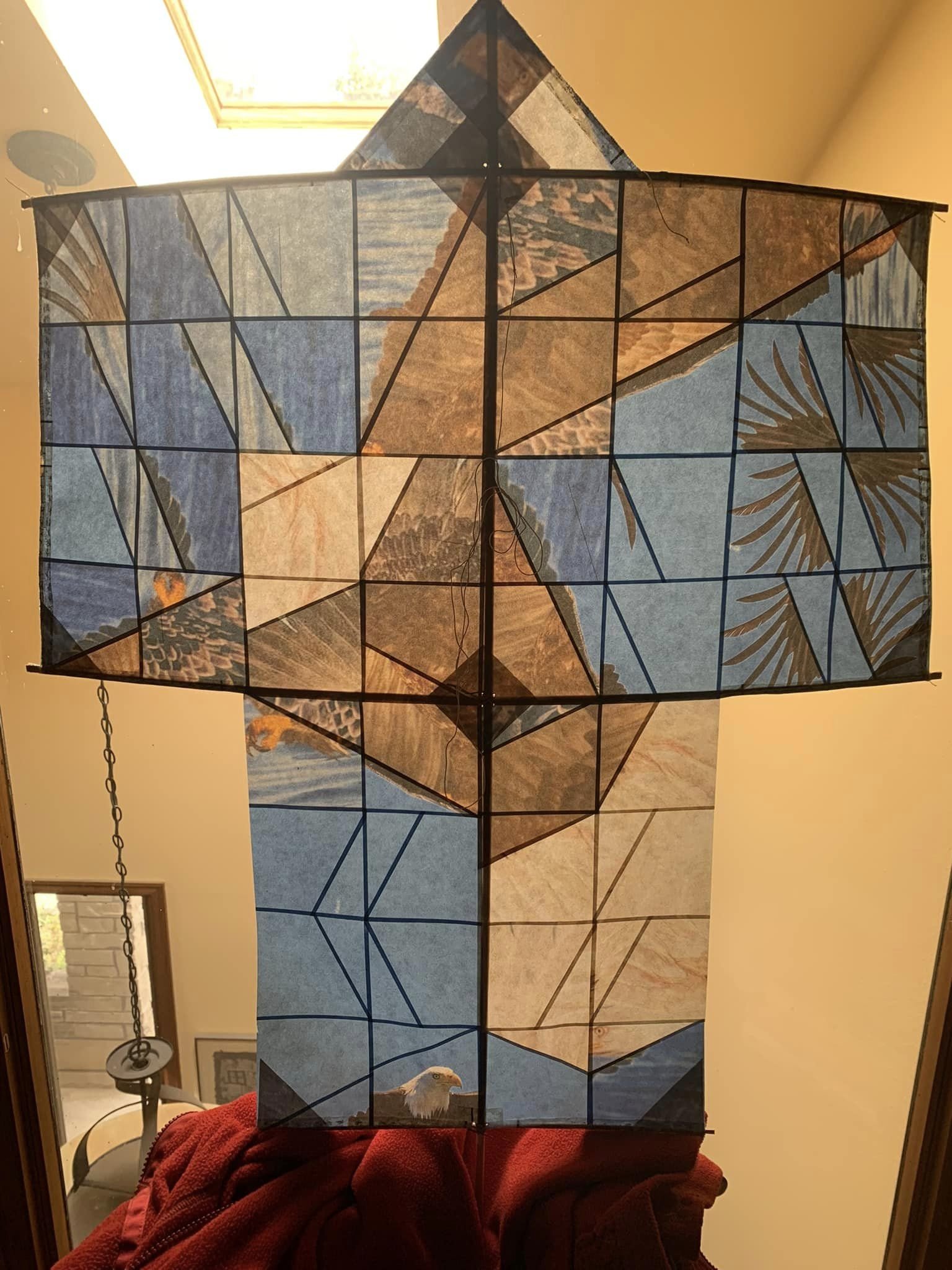 Scott Skinner Monument, Colorado “The Birds of the Yellowstone”.
And again, not content to only make one kite for YRPA, Scott decided to make five of his hand pieced, woven Soda Dako? kites so that five of the most prevalent bird species found in