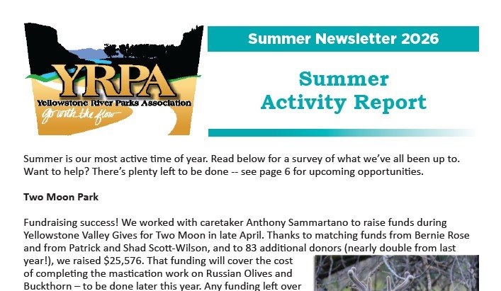 Clipped image of the front page of the YRPA Newsletter
