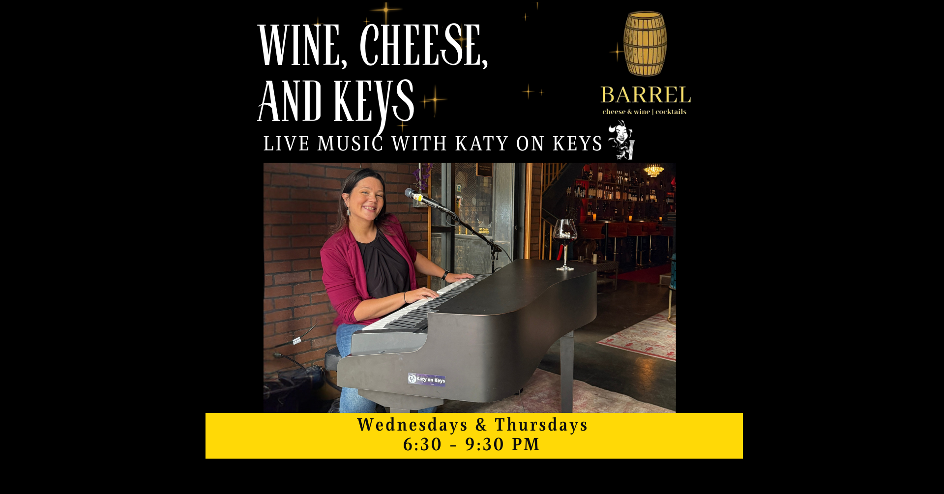 Katy on Keys at Barrel Cheese and Wine 6:30 PM 