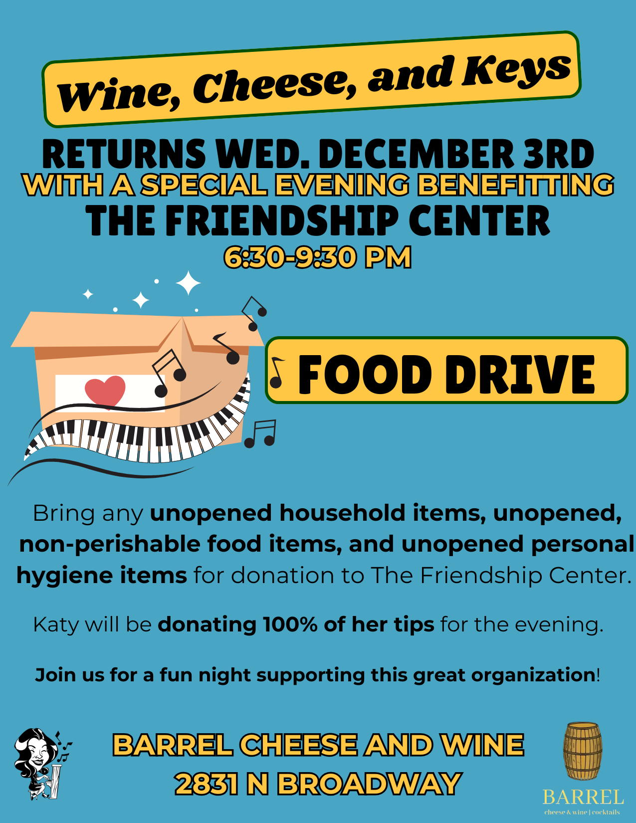 A Special Wine, Cheese, and Keys for The Friendship Center