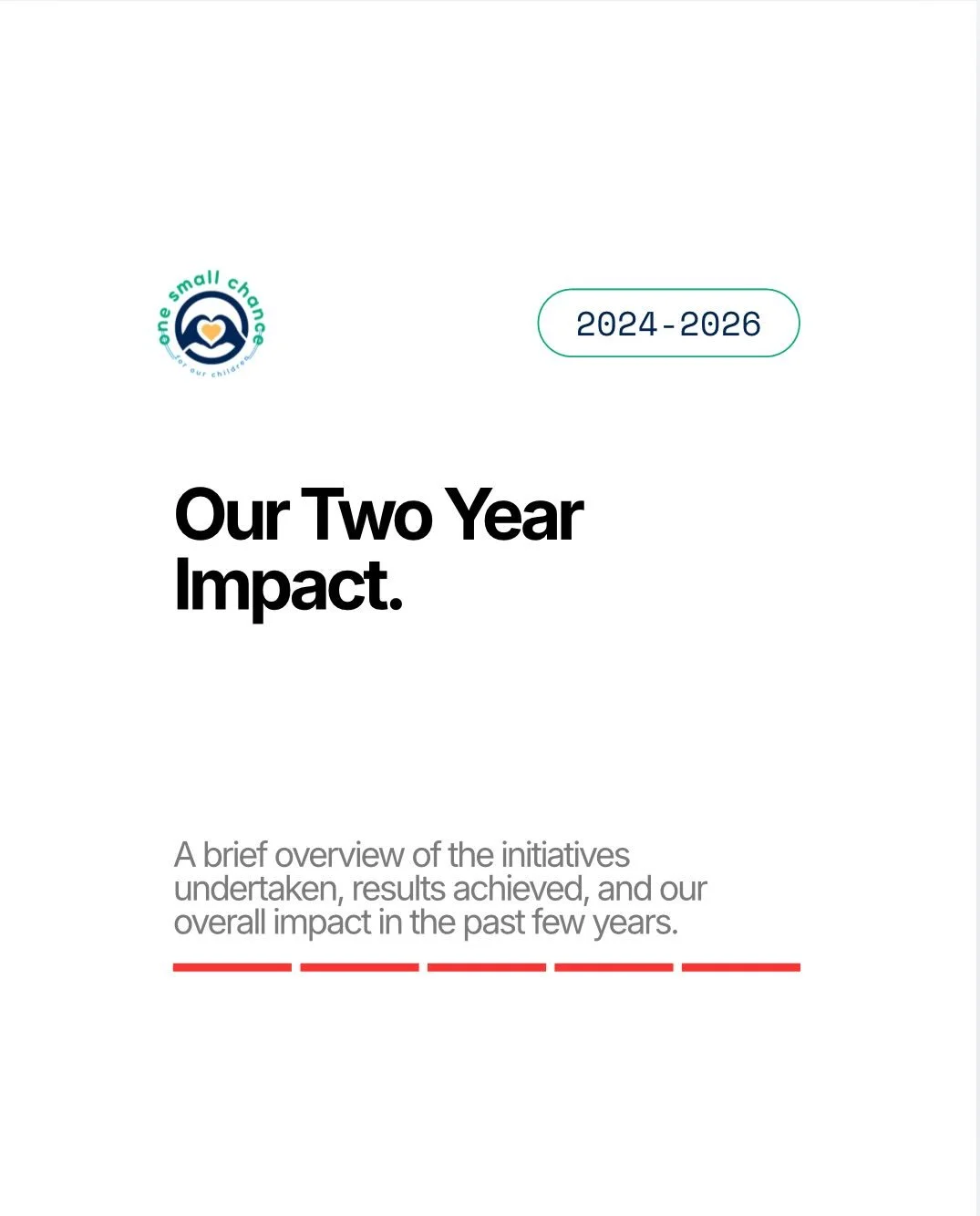 We&rsquo;d like to share a heartfelt thank you to everyone that has helped get us this far in just two short years, One Small Chance wouldn&rsquo;t be where it is today without you all. We are looking forward to endless growth in the future, includin