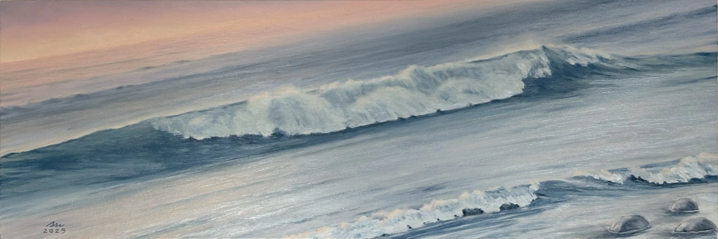 SIDEWAVES (2025), 
oil on panel, 
10 x 30 in

