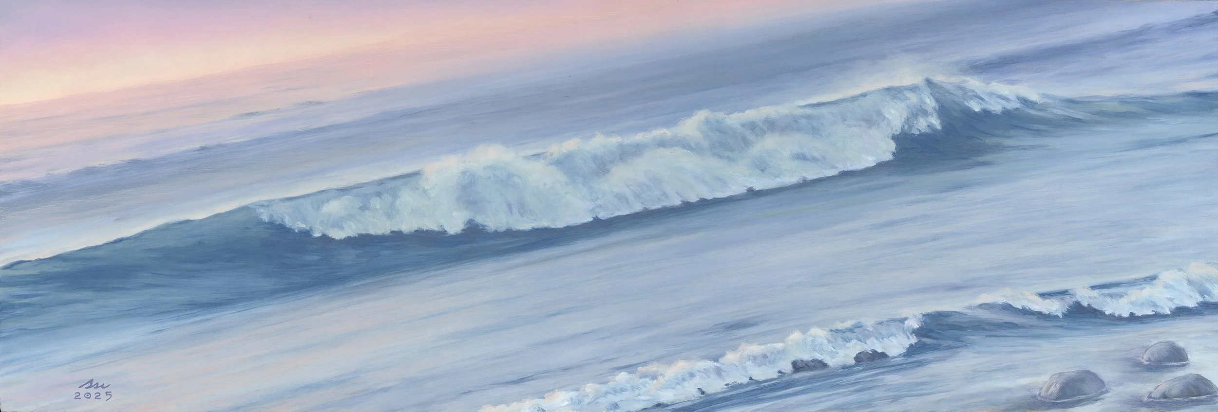 SIDEWAVES (2025), 
oil on panel, 
10 x 30 in