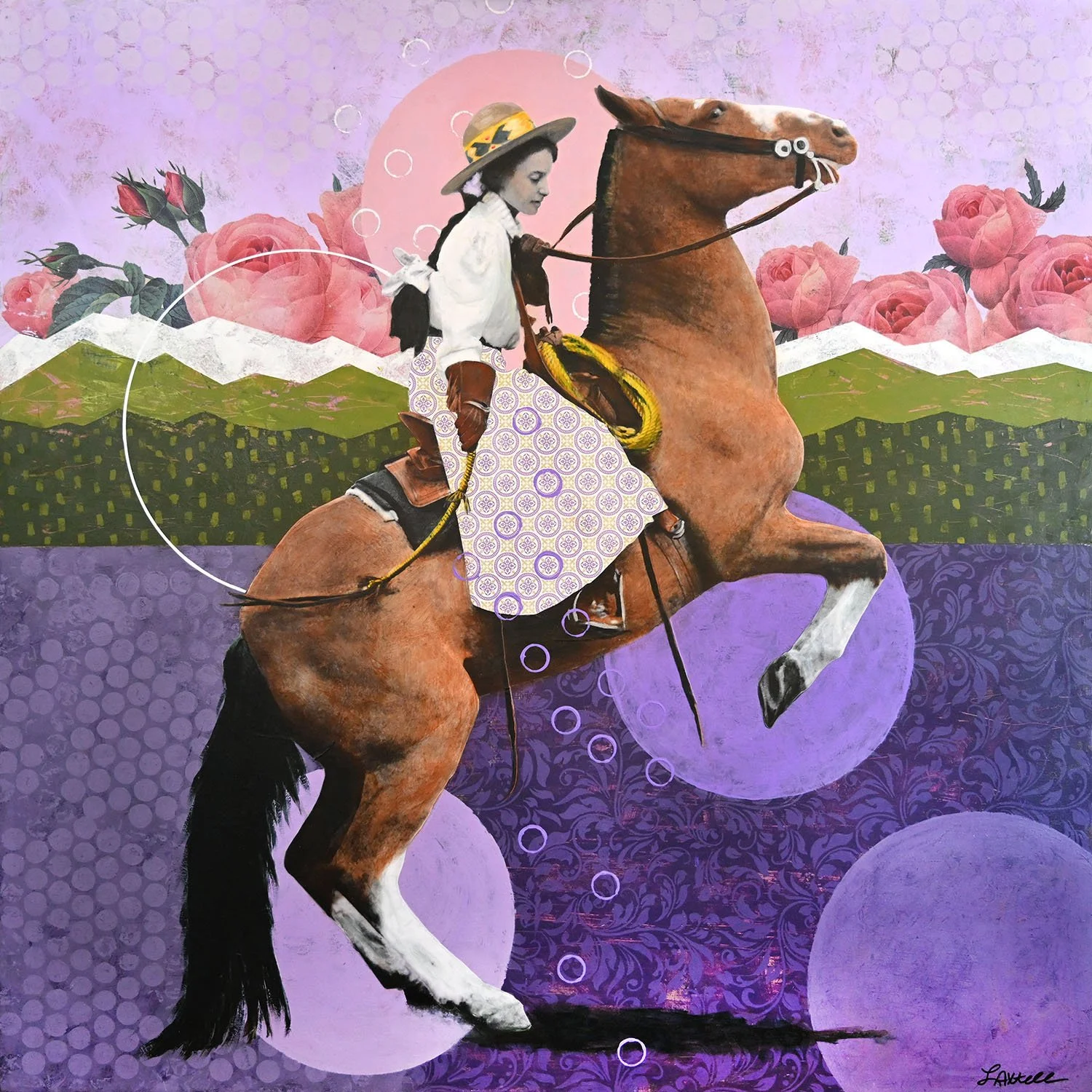 "Duet"  |  44" x 44"  |  Acrylic and mixed media on cradled board  |  SOLD 