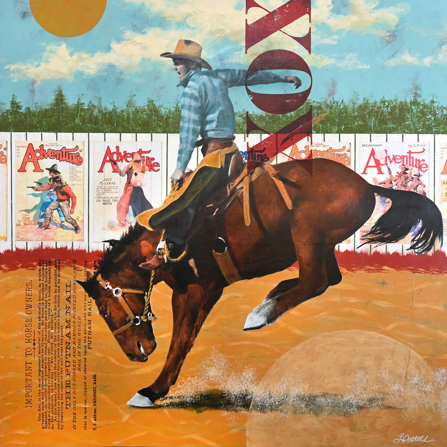 "Adventure"  |  44" x 44"  |  Acrylic and mixed media on cradled board  |  SOLD 