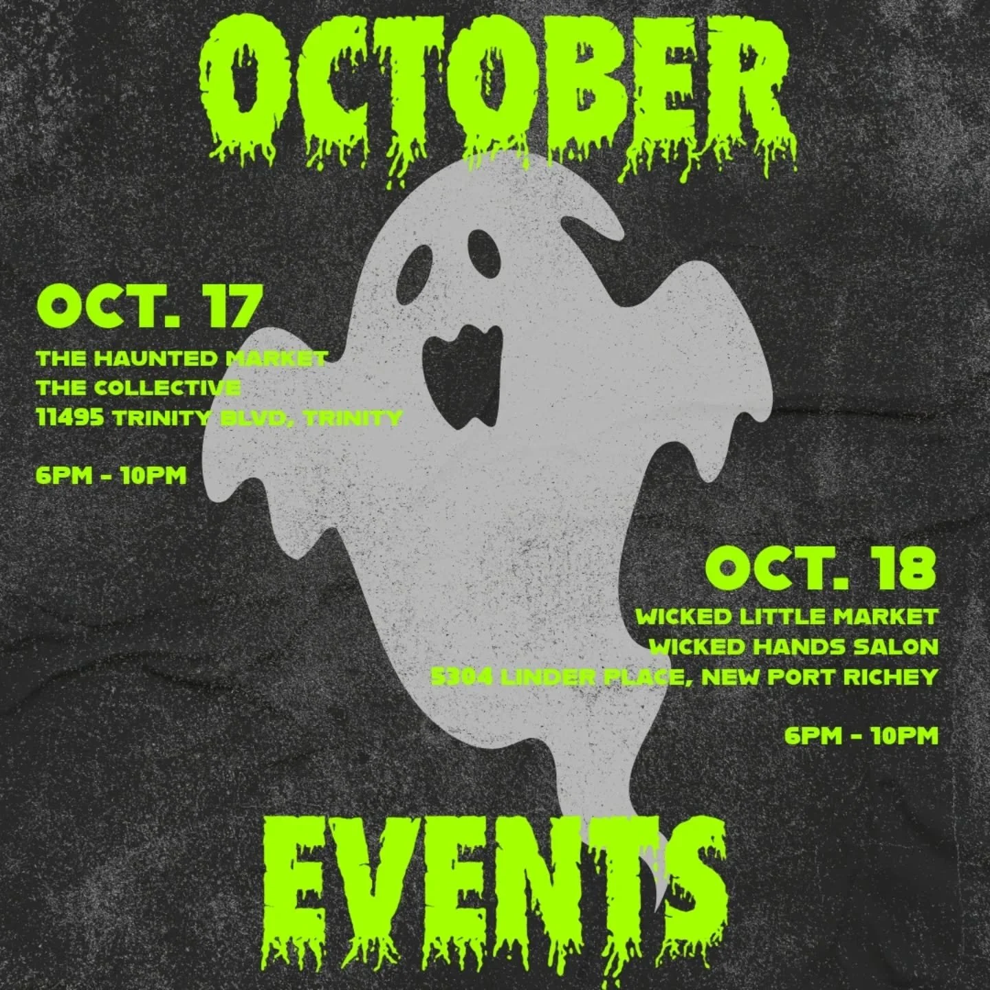 Get ready for a spooky good time! đź‘» We're so excited to be a part of TWO fantastic markets next weekend, both hosted by the amazing @maganamarkets
Mark your calendars:
🗓️ FRIDAY, OCT. 17th | 6PM - 10PM The Haunted Market 📍 The Collective 11495 Tr