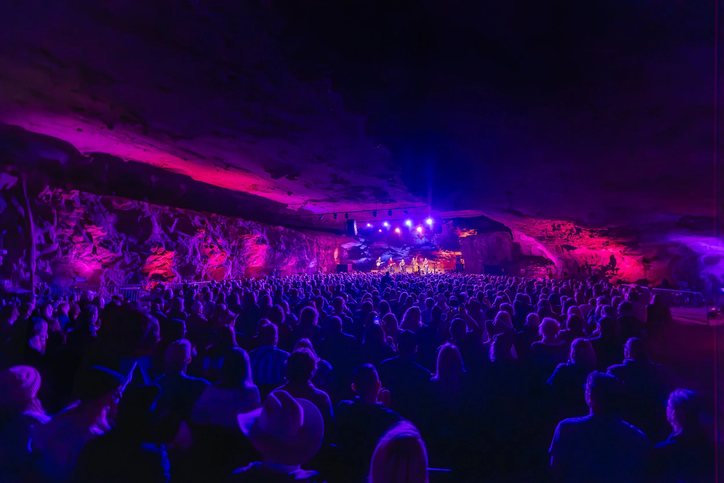 Crowd gathered in Bigmouth Cave at The Caverns in Pelham, TN.