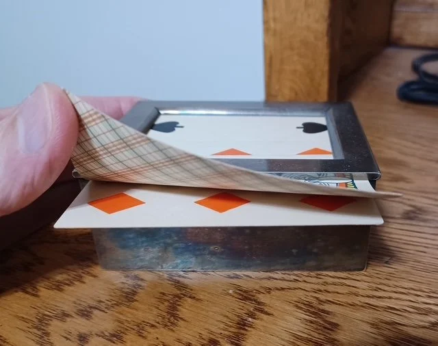 A vintage gaffed faro dealing box. For more information on cheating at cards and interviews with REAL cheats, see Andrew Wimhurst's epic true crime book "Thieving Bastards".