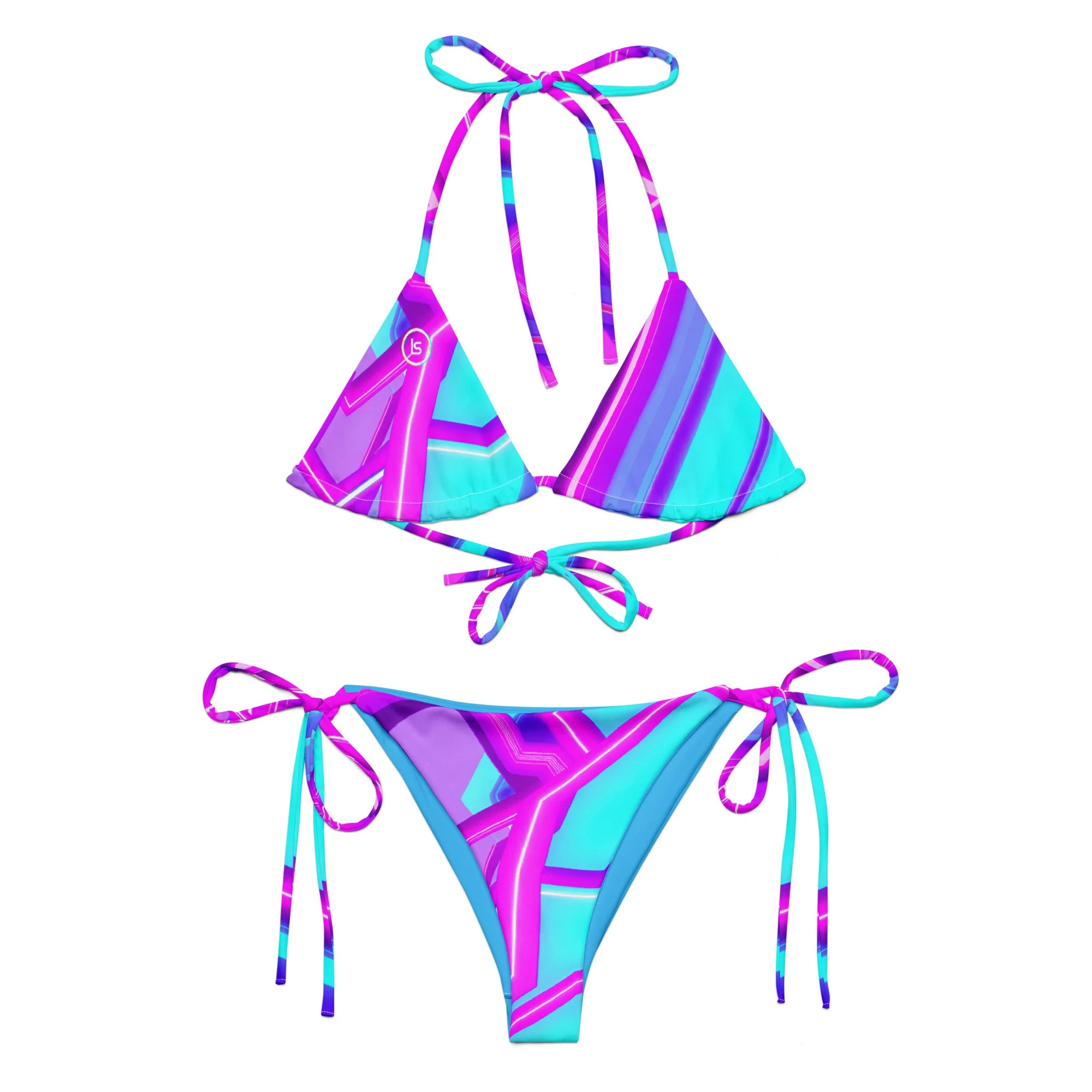 Lucent Sanctuary Electric Pulse Print String Bikini Set | Two-Piece Swimsuit