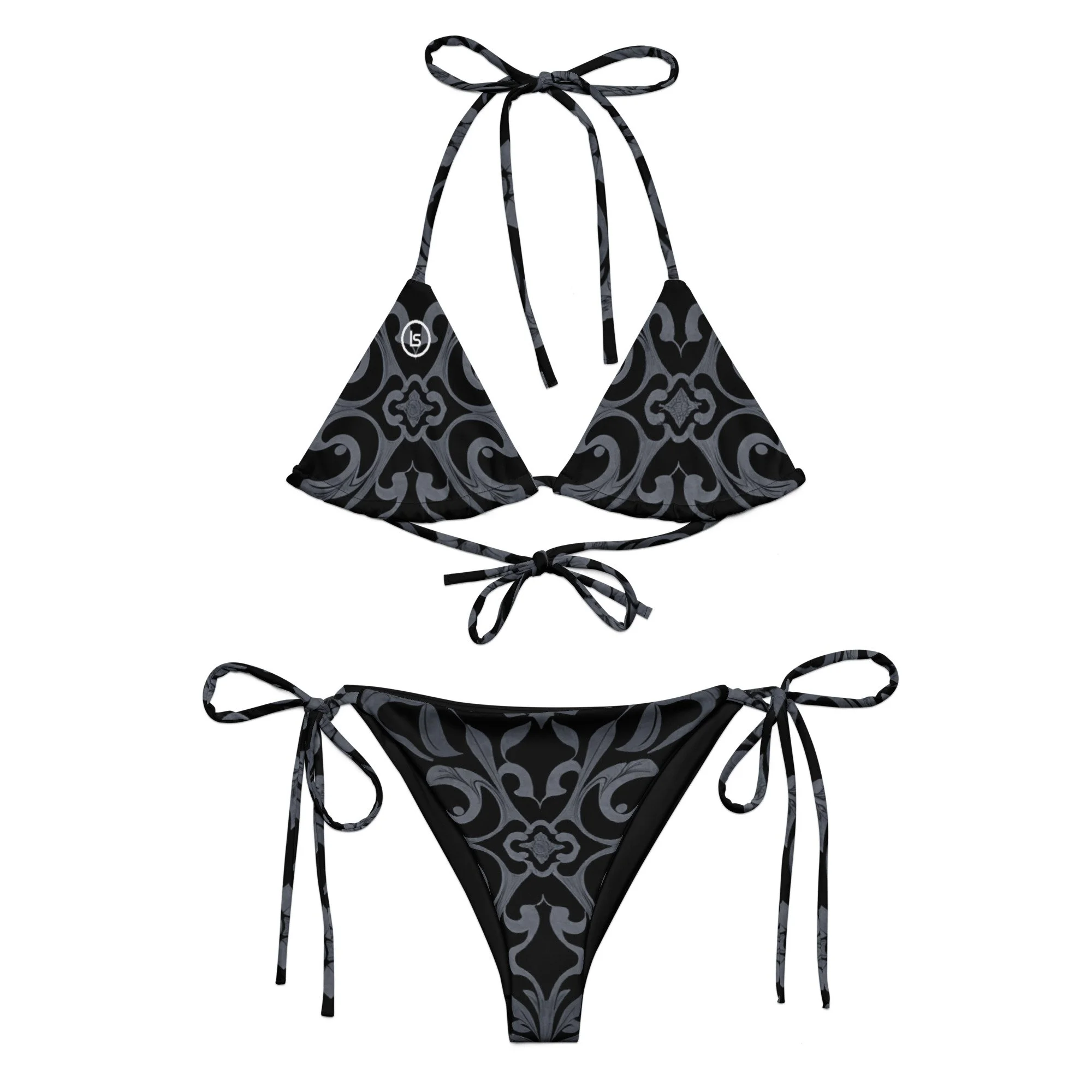 Lucent Sanctuary Cathedral Grid Print String Bikini Set | Two-Piece Swimsuit