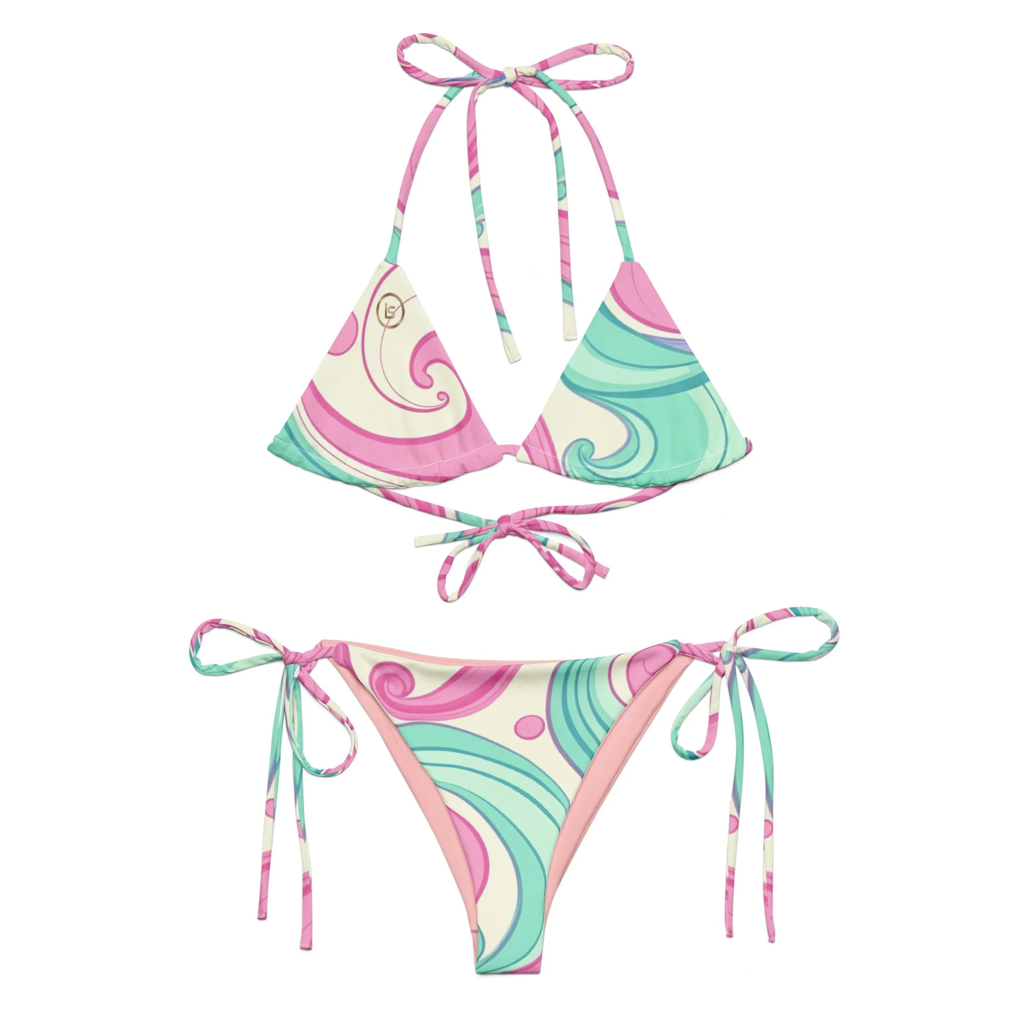 Lucent Sanctuary Pastel Splash Print String Bikini Set | Two-Piece Swimsuit