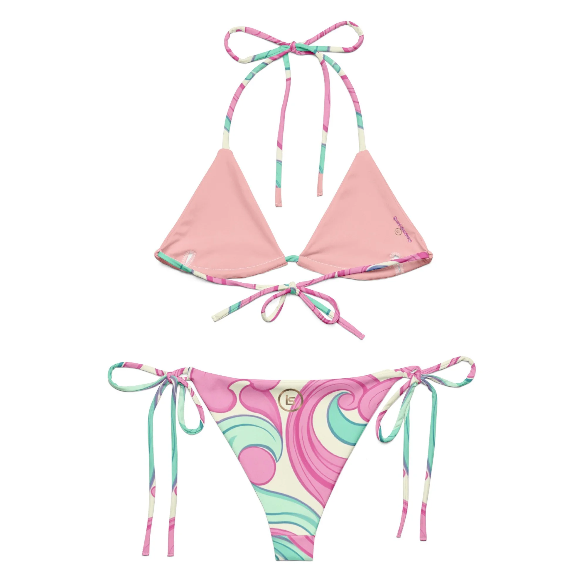 Lucent Sanctuary Pastel Splash Print String Bikini Set | Two-Piece Swimsuit