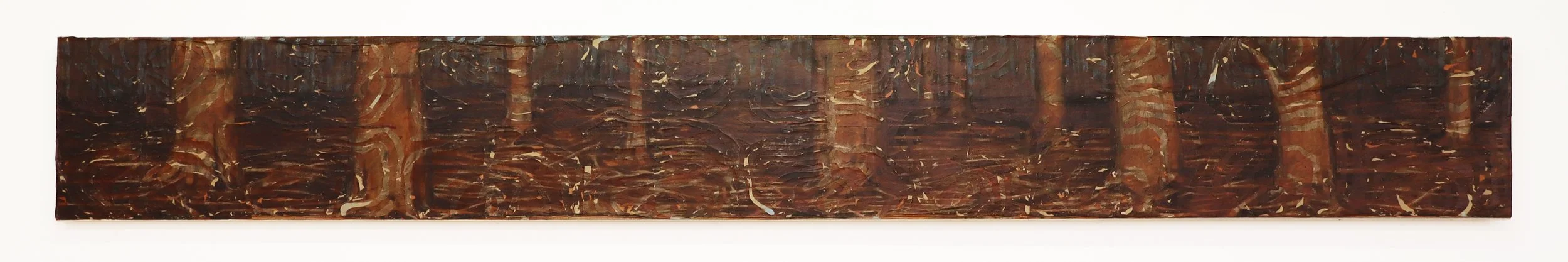 When will you hear them crawling east? (Listen).

Vine charcoal, black walnut hull ink, acrylic ink, fluid glazing medium, soft pastel, colored pencil, oil paint, on paper and canvas.

96inx12in.
2026