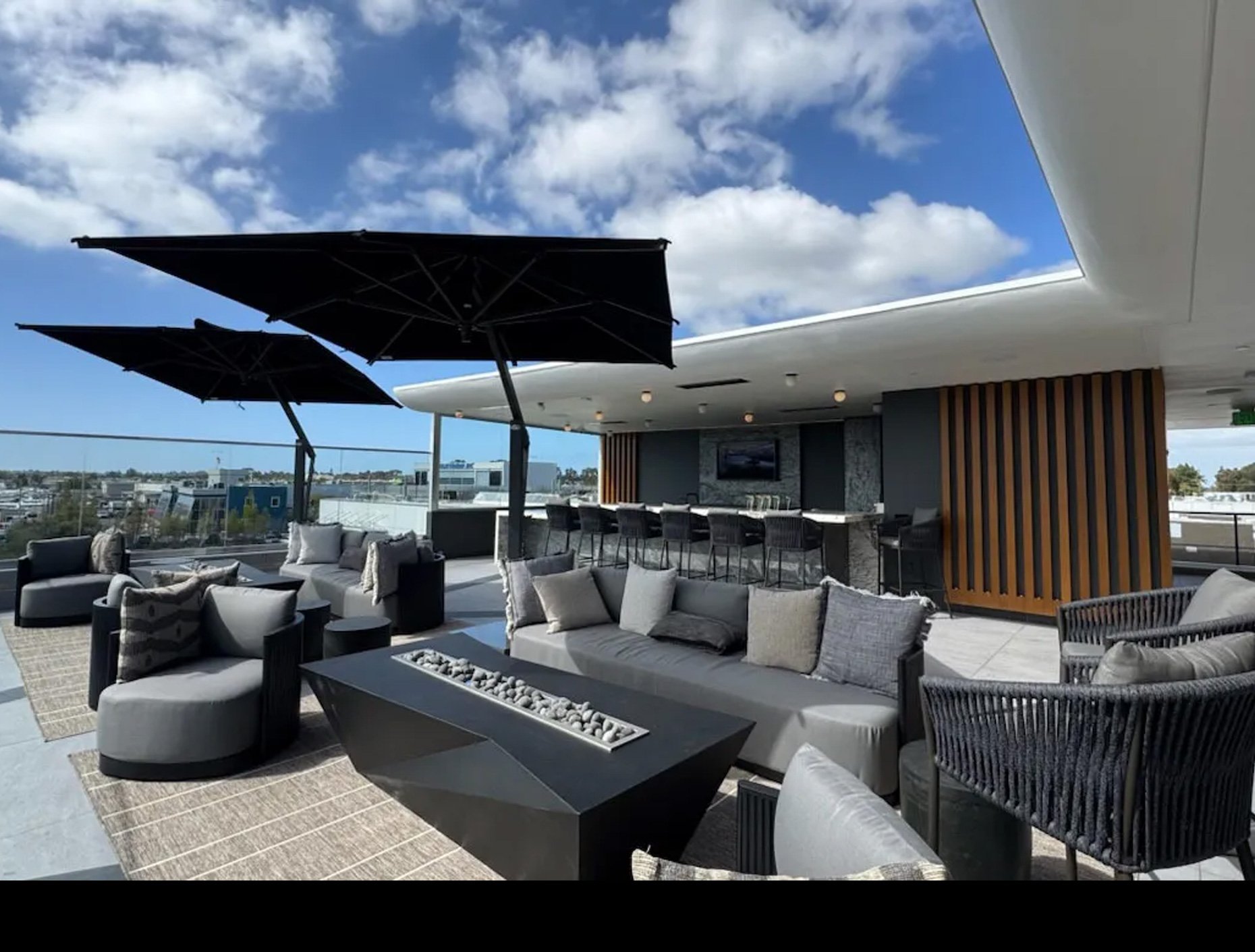 The rooftop lounge at the Costa Mesa facility. (Courtesy of Finish Line Auto Club) 