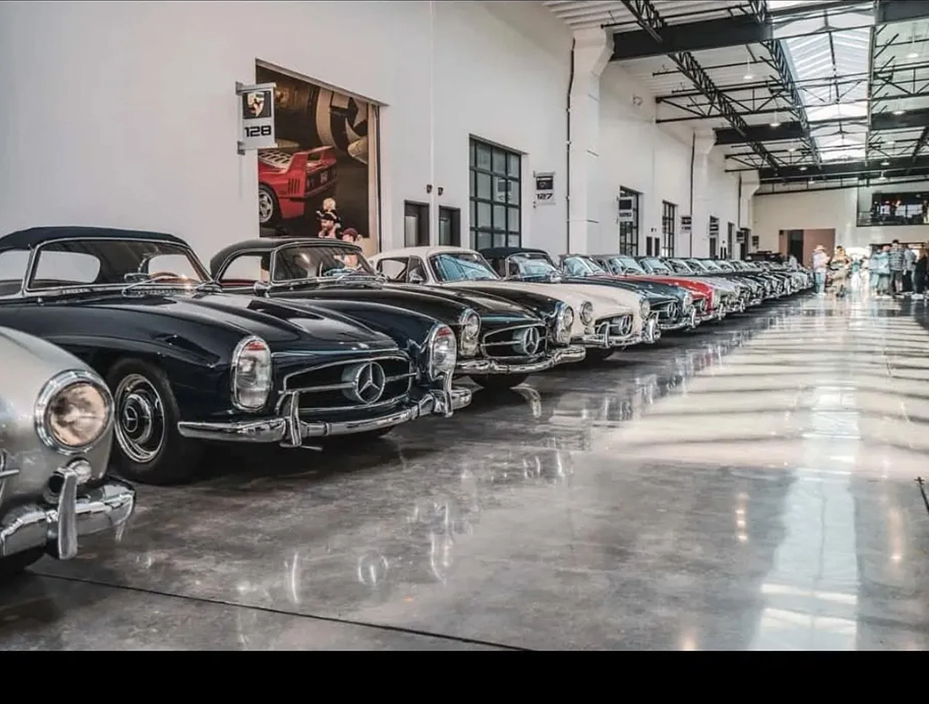  A gathering of vintage Mercedes-Benz 300 SL at the Costa Mesa facility. (Courtesy of Finish Line Auto Club) 