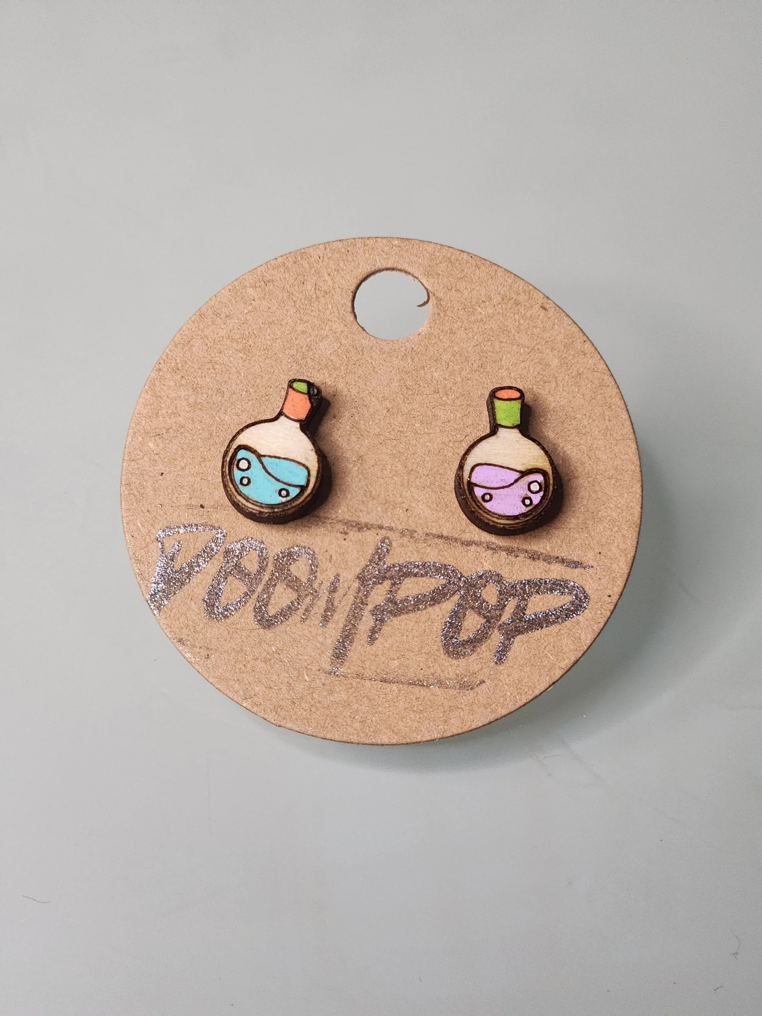 Potion Bottle Wooden Stud Earrings