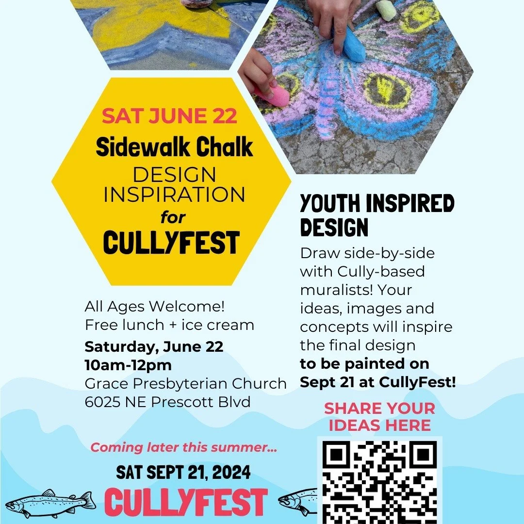 Welcoming Cully Youth and their families this Saturday for this awesome event!!! 

****
Featuring four multicultural, professional muralists to work with kids to develop their ideas in chalk (to later be painted in Sept.)

SAT JUNE 22 / S&Aacute;B 22