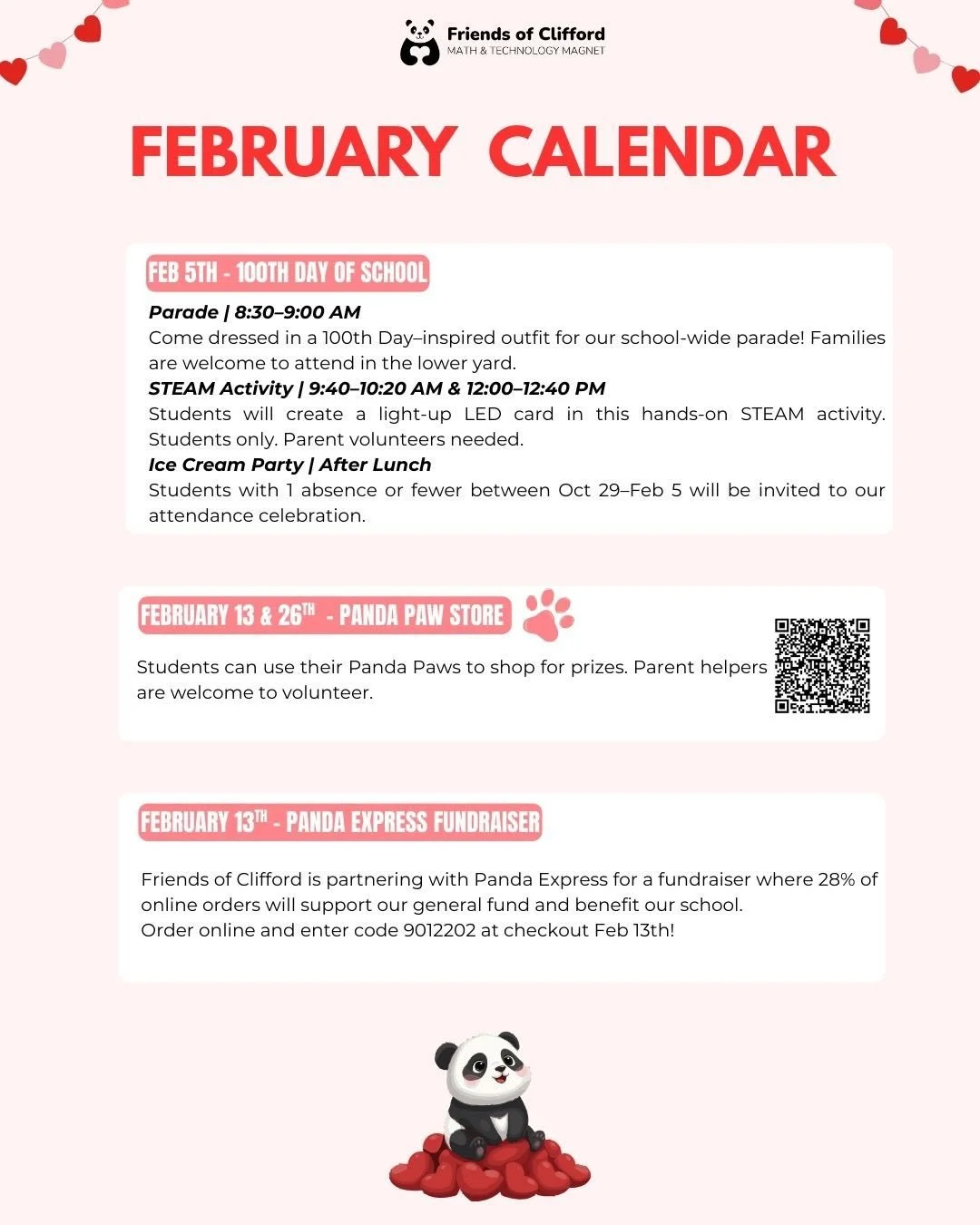 February is zooming by! 
Here are some important upcoming dates at Clifford