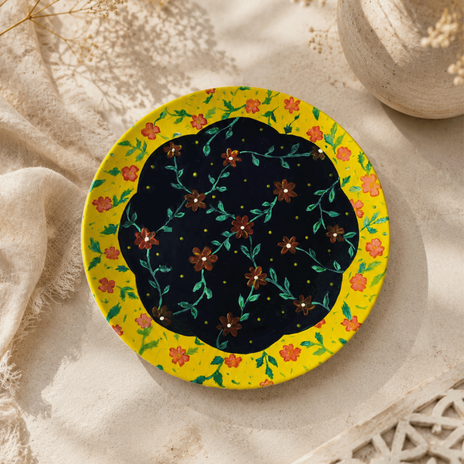 Hand-Painted Ceramic Plate