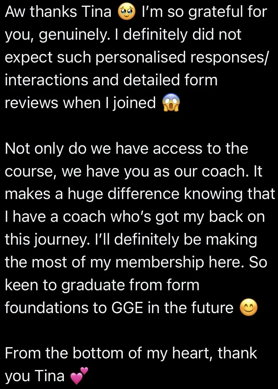 Text message expressing gratitude to Tina, with emojis.