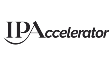Logo of IPA Accelerator with the text 'IPA Accelerator' in black and gray.