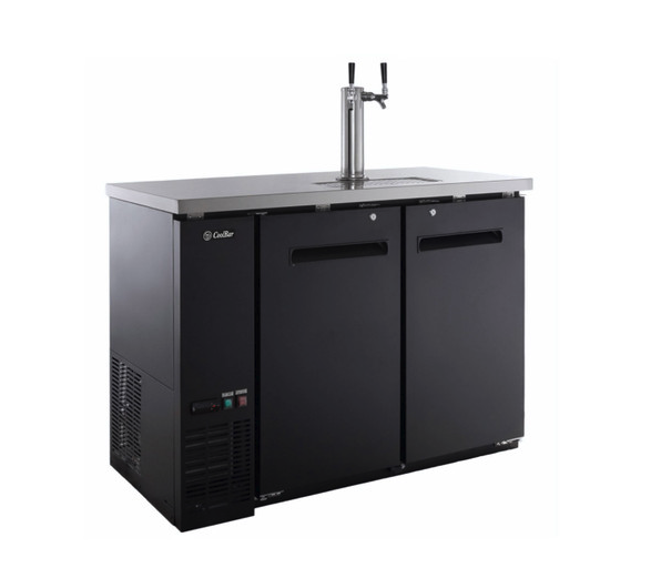 Commercial beer kegerator with dual taps