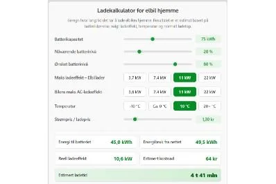 Ladekalkulator for elbiler