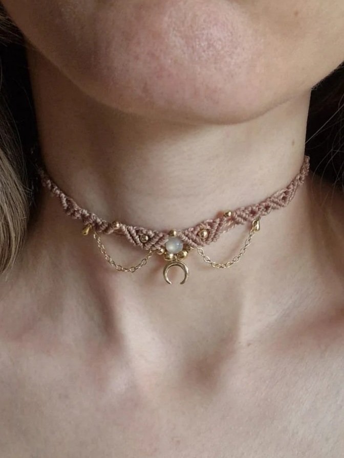 Collana Luna - Beige & Pietra di Luna