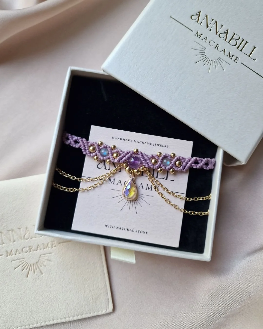 Collana Girocollo Glicine | Ametista & Pietre di Luna