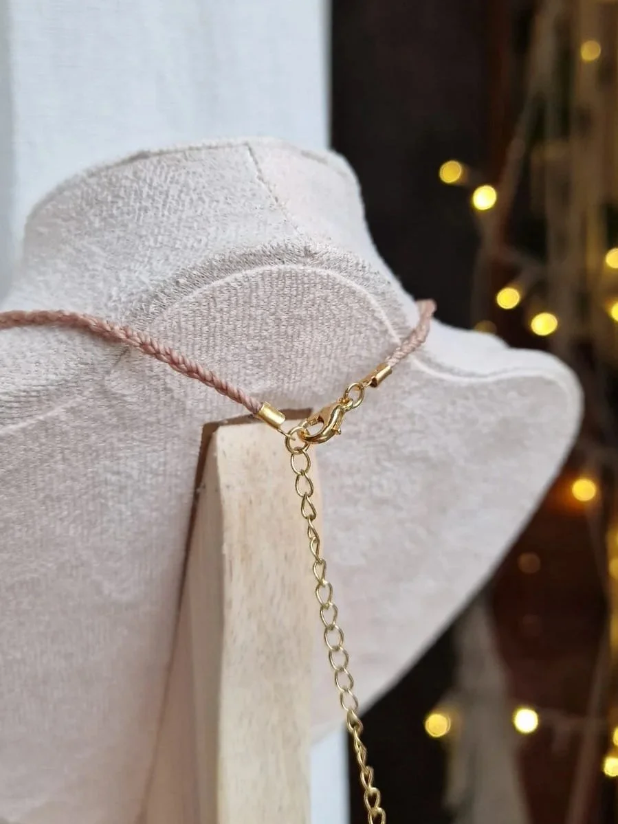 Sakura_quarzo rosa choker gioiello donna collier collana regalo per lei fiore chakra del cuore rose quartz