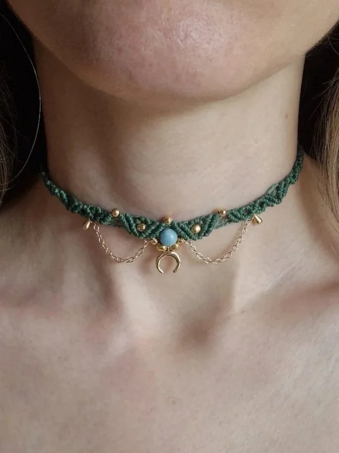 Collana Luna - Verde Bosco & Larimar