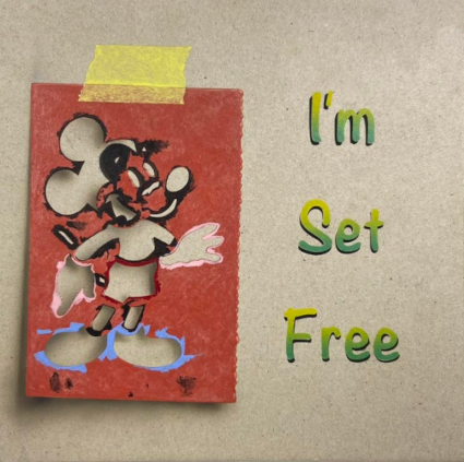 I'm Set Free, 2024. 
Acrylic on Card on Di-bond,
20 x 20cm