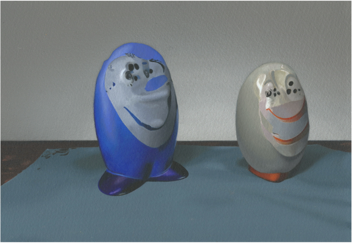 Twin Peaks, 2025. 
Acrylic on Paper on Di-bond,
21 x 15cm.