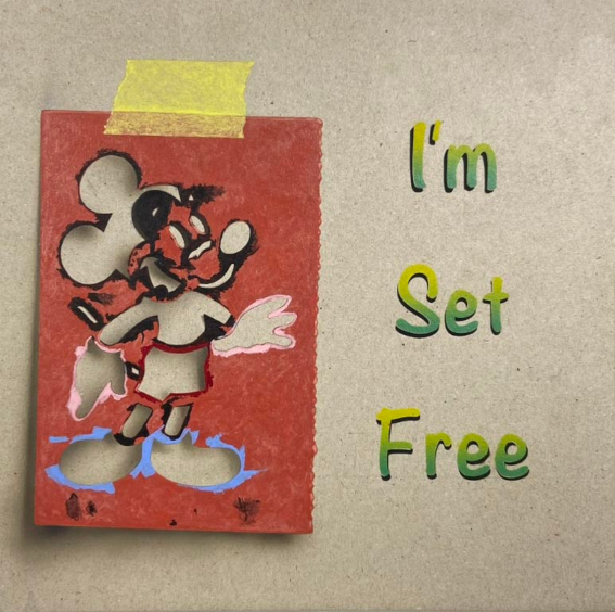 "I'm Set Free" Acrylic on card, 20 x 20cm
