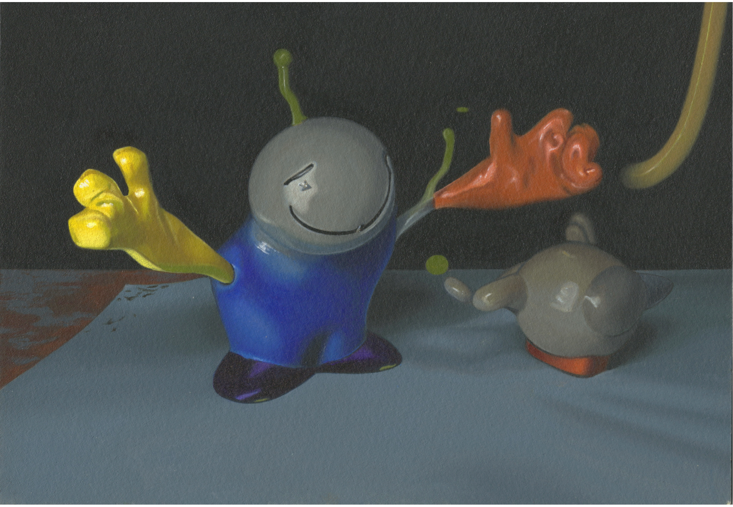"Blob Dylan" Acrylic on paper, 21 x 15cm.