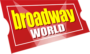 Broadway World logo with red background, yellow and white text