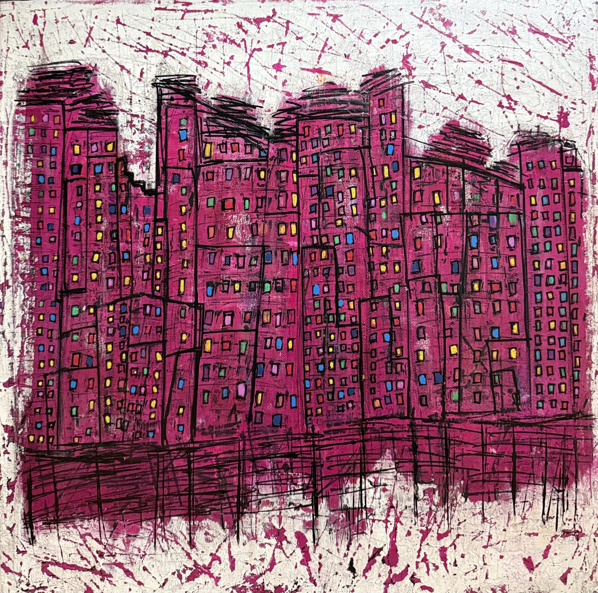 Magenta Mayham (20x20, 1.5 inch, black frame)