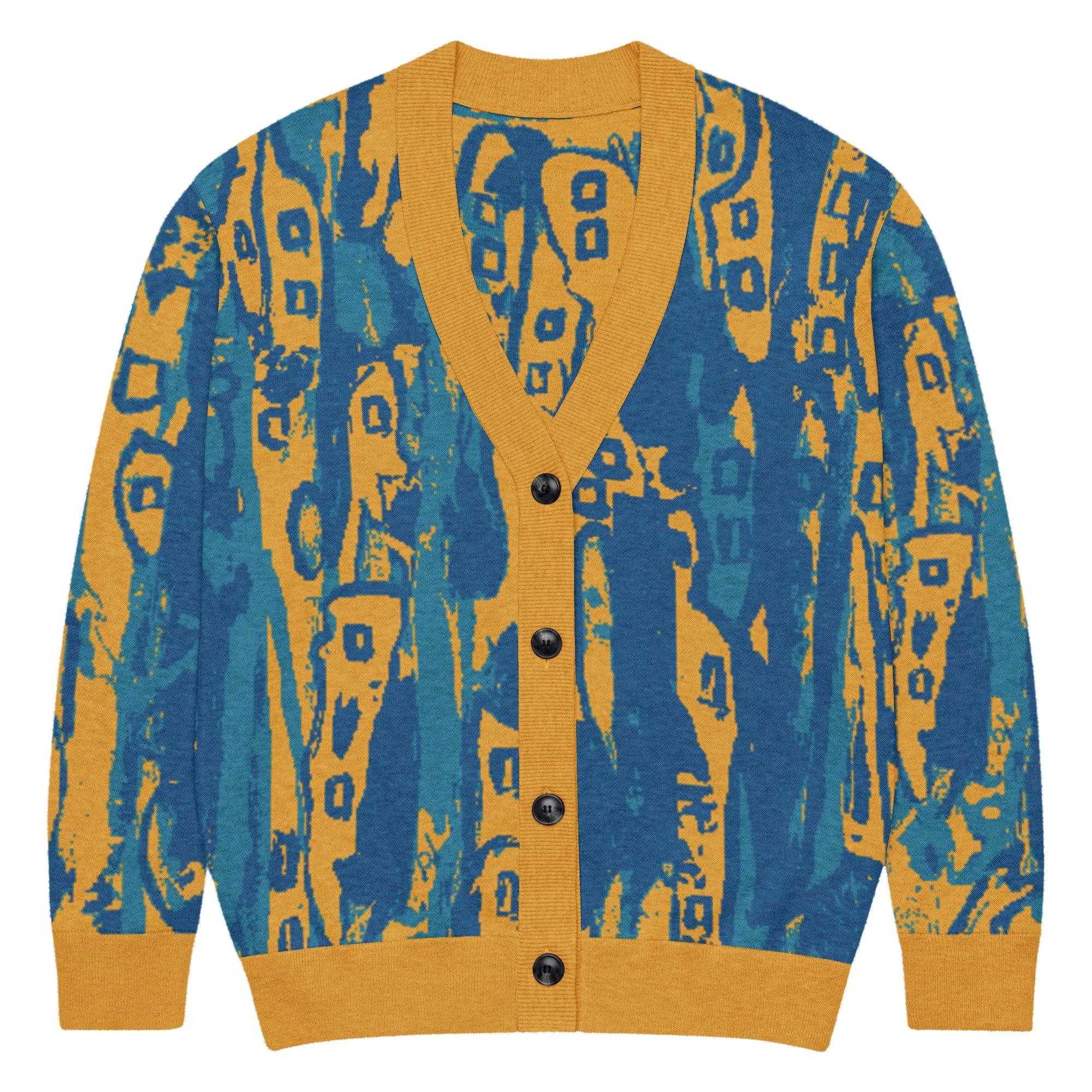 To the Moon Alice! Yellow/Blue Knitted cardigan