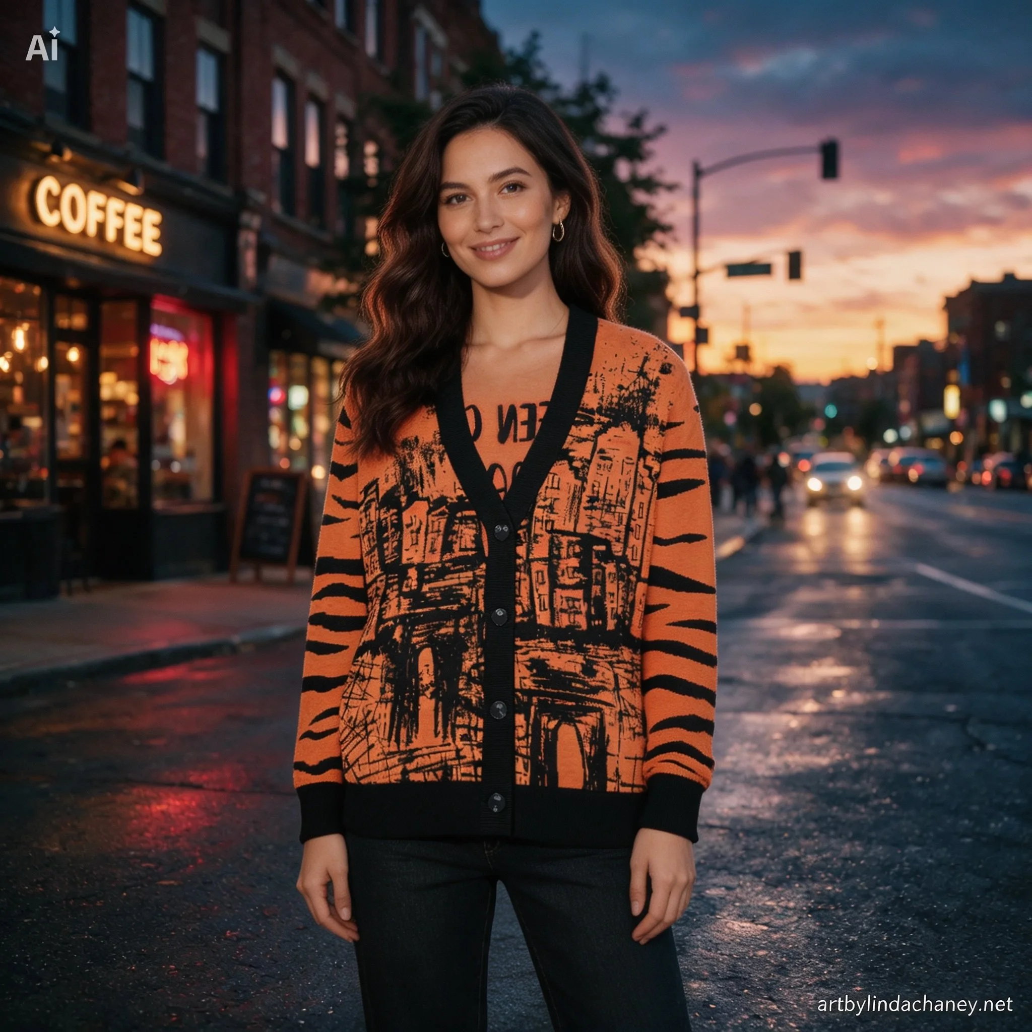 Female orange cardigan.jpg