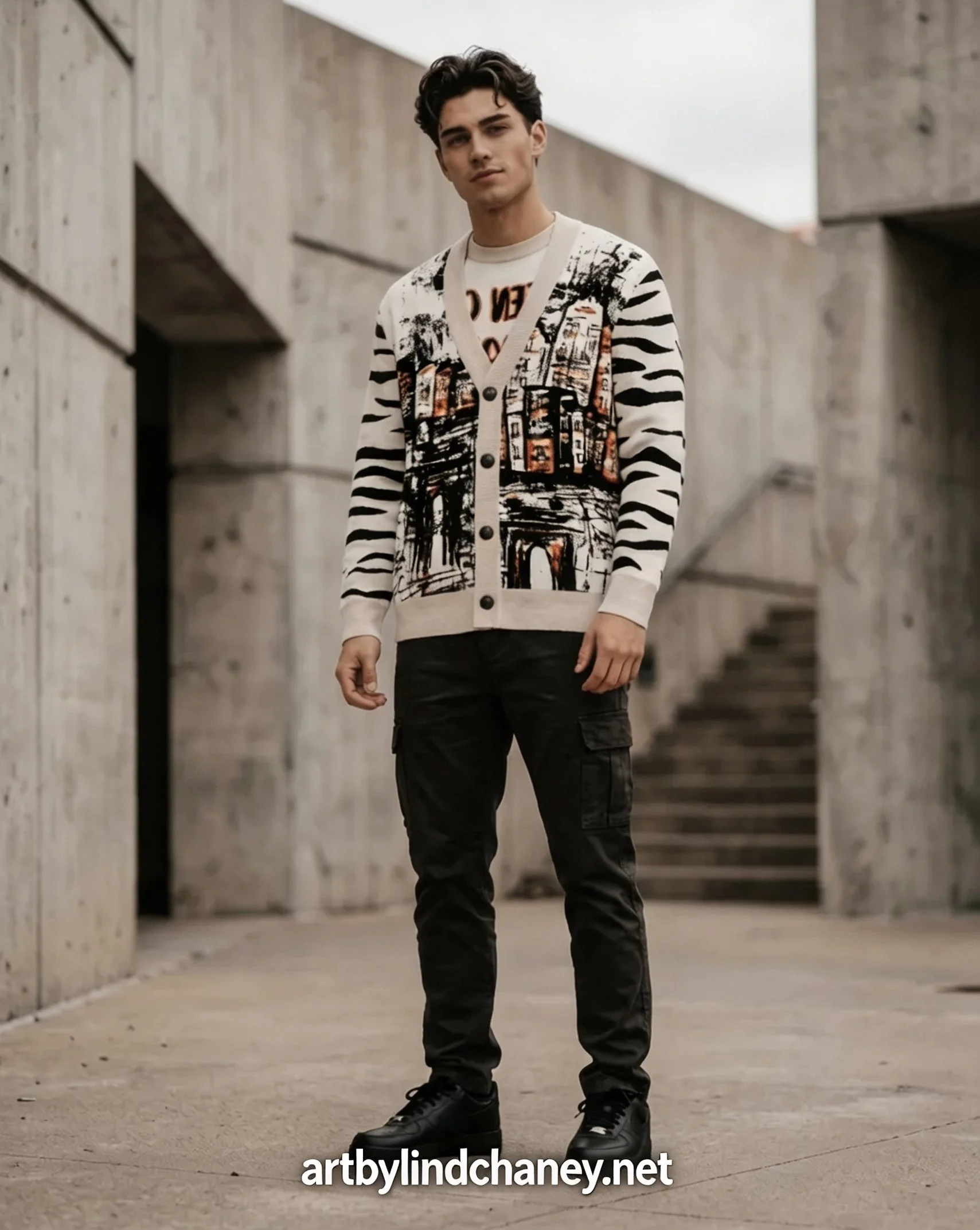 Male Front Grey and Orange Cardigan.jpg